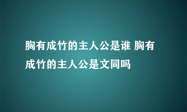 胸有成竹的主人公是谁 胸有成竹的主人公是文同吗