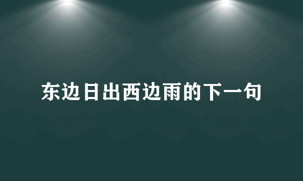 东边日出西边雨的下一句