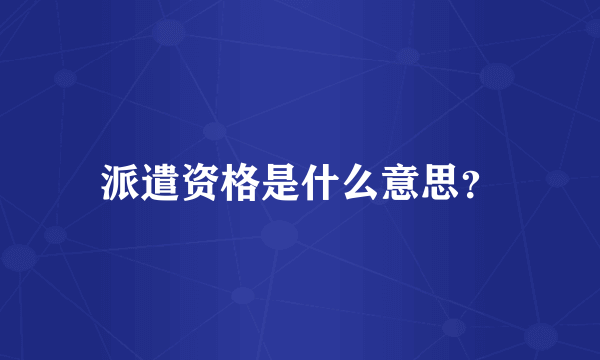 派遣资格是什么意思？