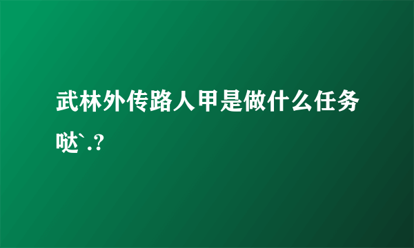 武林外传路人甲是做什么任务哒`.?