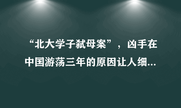 “北大学子弑母案”，凶手在中国游荡三年的原因让人细思极恐......-飞外网