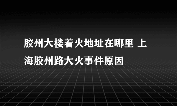 胶州大楼着火地址在哪里 上海胶州路大火事件原因