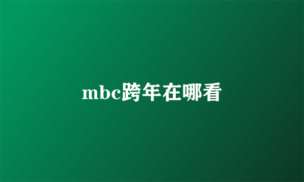 mbc跨年在哪看