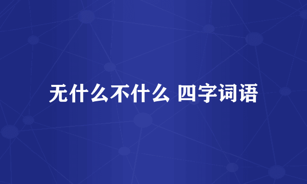 无什么不什么 四字词语