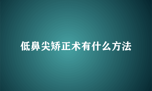 低鼻尖矫正术有什么方法