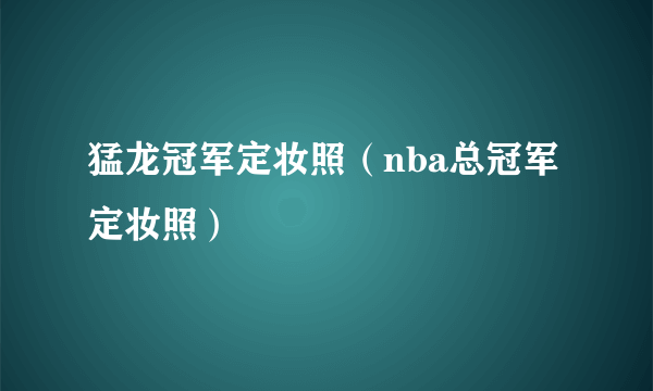 猛龙冠军定妆照（nba总冠军定妆照）