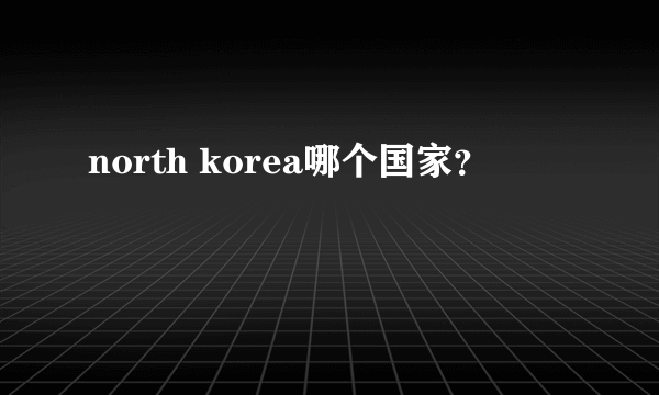 north korea哪个国家？