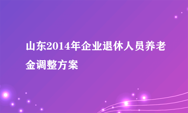 山东2014年企业退休人员养老金调整方案