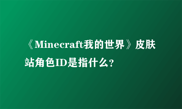 《Minecraft我的世界》皮肤站角色ID是指什么？