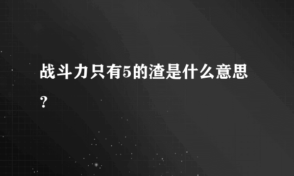 战斗力只有5的渣是什么意思？