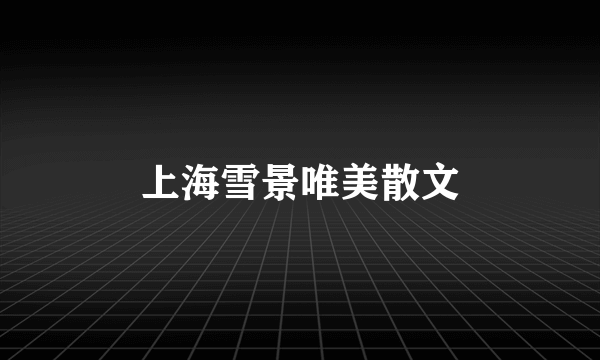 上海雪景唯美散文