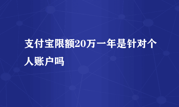 支付宝限额20万一年是针对个人账户吗