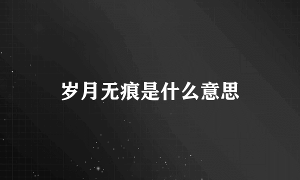 岁月无痕是什么意思