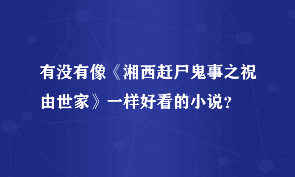 有没有像《湘西赶尸鬼事之祝由世家》一样好看的小说？