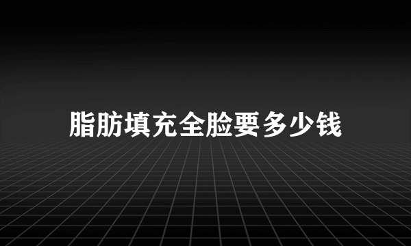 脂肪填充全脸要多少钱