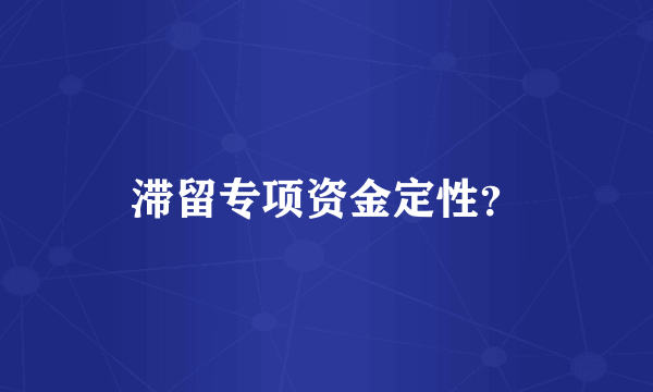 滞留专项资金定性？
