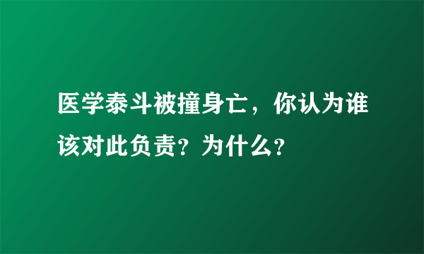 医学泰斗被撞身亡，你认为谁该对此负责？为什么？