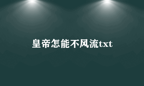 皇帝怎能不风流txt