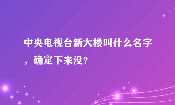 中央电视台新大楼叫什么名字，确定下来没？