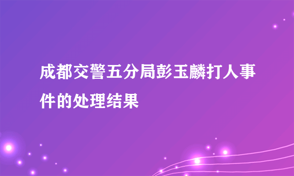 成都交警五分局彭玉麟打人事件的处理结果