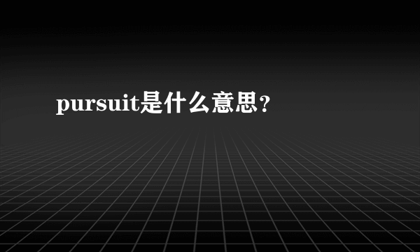 pursuit是什么意思？