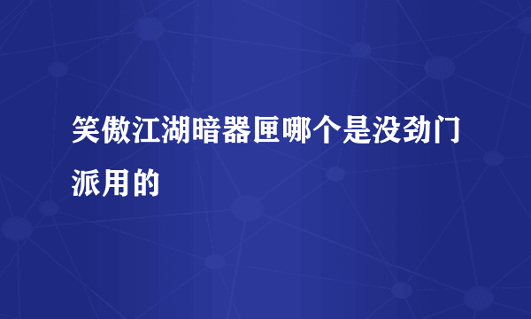 笑傲江湖暗器匣哪个是没劲门派用的