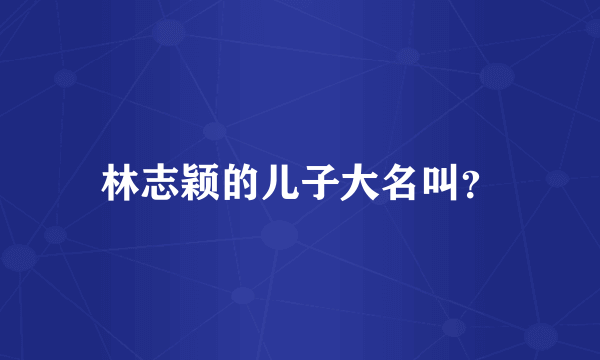 林志颖的儿子大名叫？