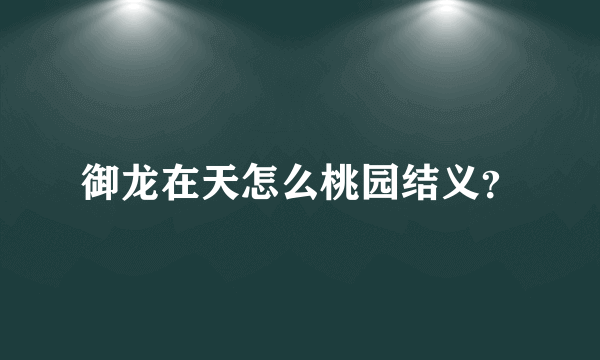御龙在天怎么桃园结义？