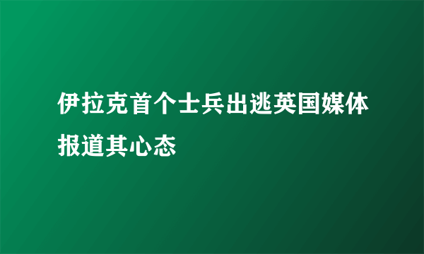 伊拉克首个士兵出逃英国媒体报道其心态