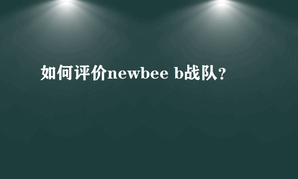 如何评价newbee b战队？