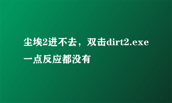 尘埃2进不去，双击dirt2.exe一点反应都没有
