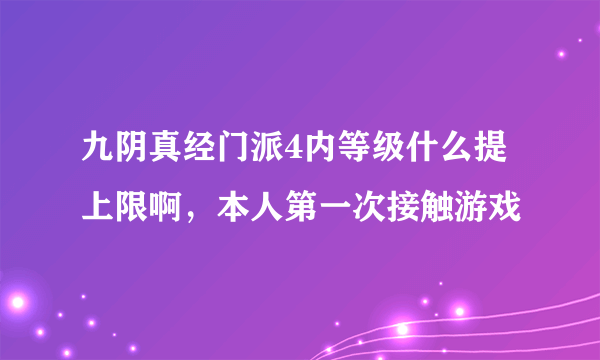 九阴真经门派4内等级什么提上限啊，本人第一次接触游戏