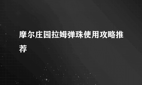 摩尔庄园拉姆弹珠使用攻略推荐