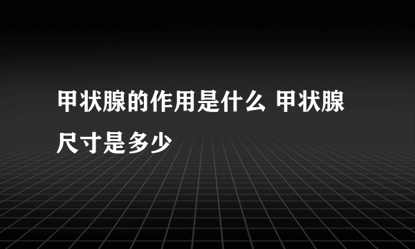 甲状腺的作用是什么 甲状腺尺寸是多少