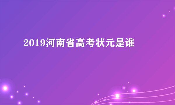 2019河南省高考状元是谁