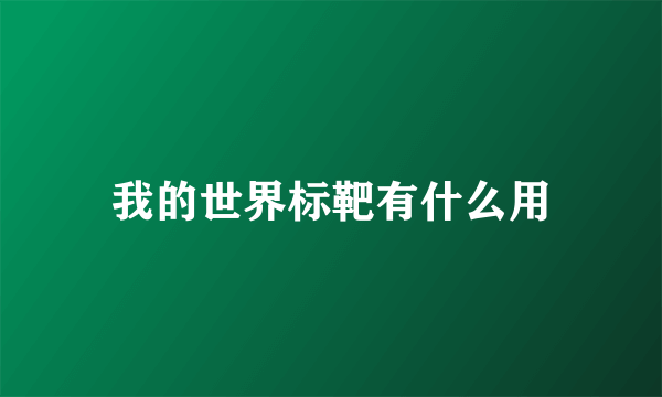 我的世界标靶有什么用