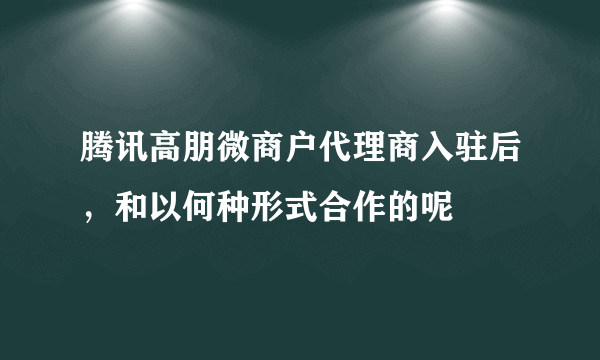 腾讯高朋微商户代理商入驻后，和以何种形式合作的呢