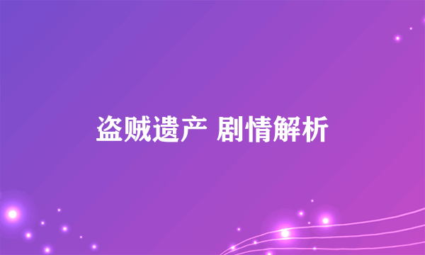 盗贼遗产 剧情解析
