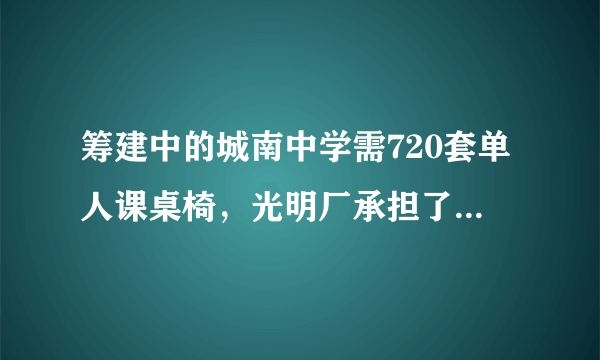 筹建中的城南中学需720套单人课桌椅，光明厂承担了这项生产任务