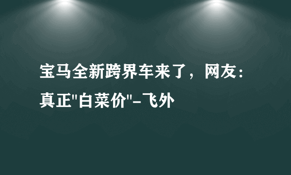 宝马全新跨界车来了，网友：真正