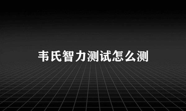 韦氏智力测试怎么测