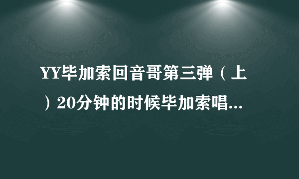 YY毕加索回音哥第三弹（上）20分钟的时候毕加索唱的什么歌？