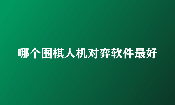 哪个围棋人机对弈软件最好