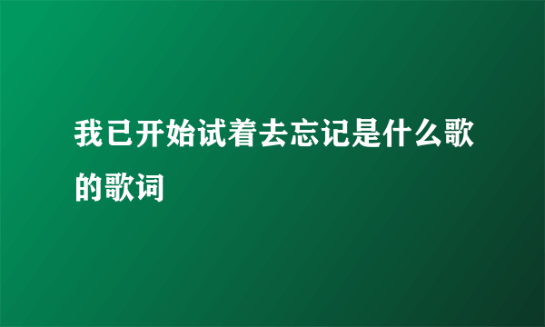我已开始试着去忘记是什么歌的歌词