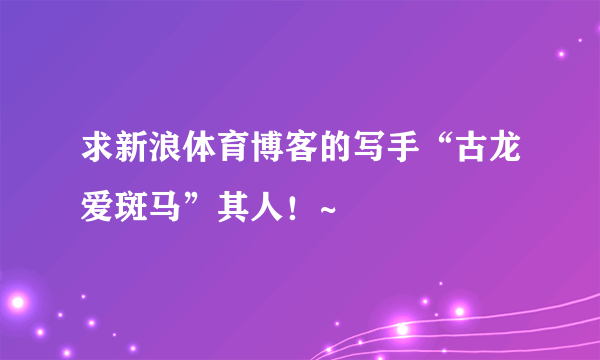 求新浪体育博客的写手“古龙爱斑马”其人！~