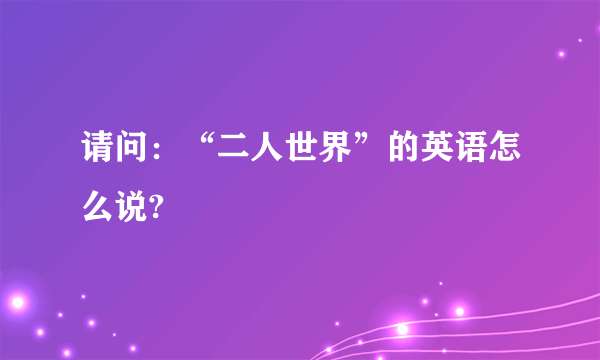 请问：“二人世界”的英语怎么说?