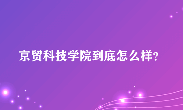 京贸科技学院到底怎么样？