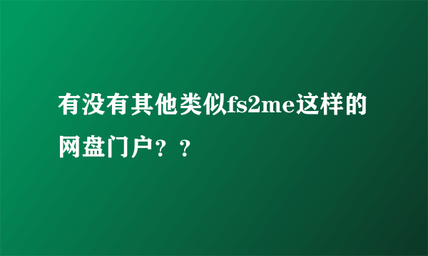 有没有其他类似fs2me这样的网盘门户？？