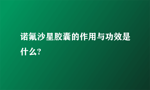 诺氟沙星胶囊的作用与功效是什么?