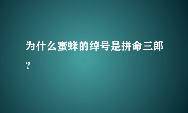 为什么蜜蜂的绰号是拼命三郎？